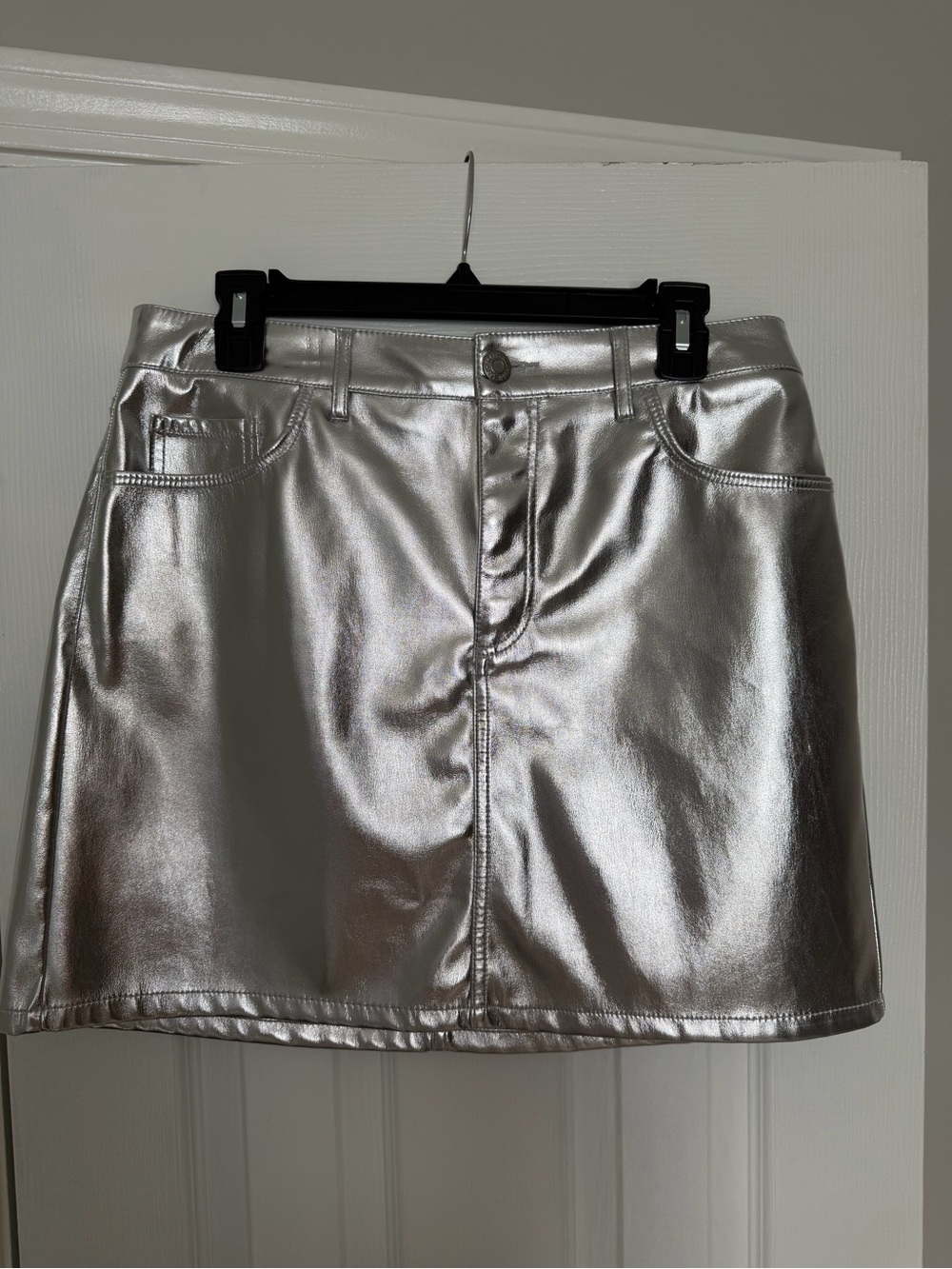 LOFT Silver Metallic A-Line Mini Skirt - Picture 2 of 3